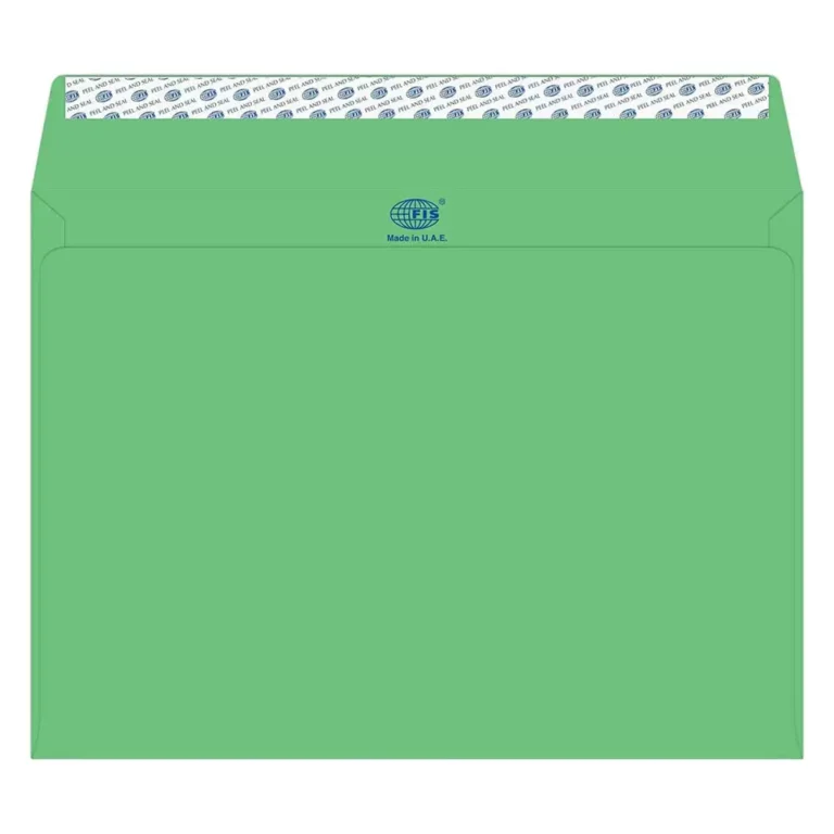 FIS FSEC8042PBGR50 Colour Envelopes Peel & Seal, C4, 80 gsm, 50 pieces, Neon Green