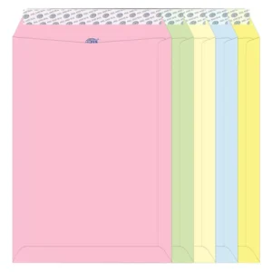 FIS Color Envelopes Peel & Seal, Neon Colors, Pack of 50 Pcs. 5 Asst Color, C4 (324 x 229 mm), 80 GSM – FSEC8027P5B50