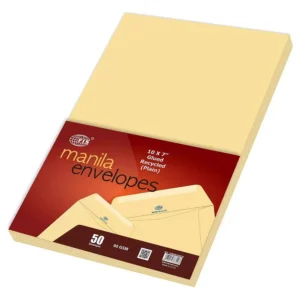 FIS Manila Envelopes Glued, Recycled, Pack of 50 Pcs. 10 x 7 Inch, 90 GSM – FSME9033GRC50