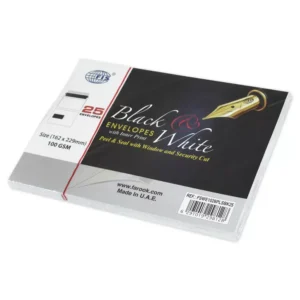 FIS Black & White Envelope Peel & Seal with Inner Print, Security Cut, Left Window, Pack of 25 Pcs. C5 (162 x 229 mm), 100 GSM – FSWE1026PLSBK25