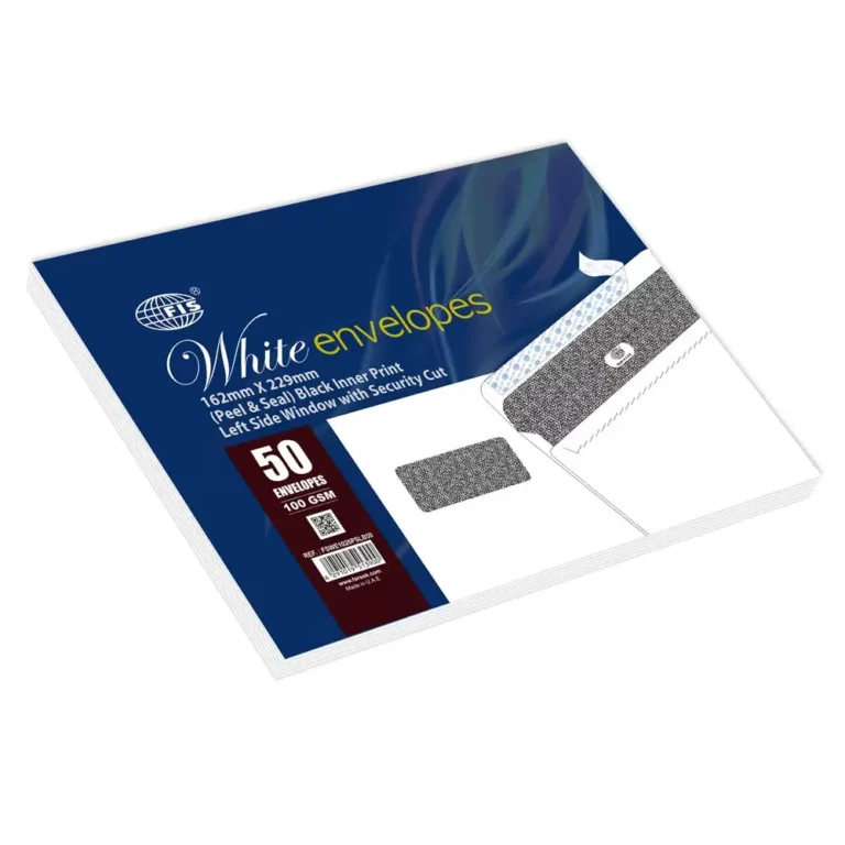 FIS FSWE1026PSLB50 White C5 Envelopes, 162 × 229 mm, Left Window, 100 gsm, Pack of 50
