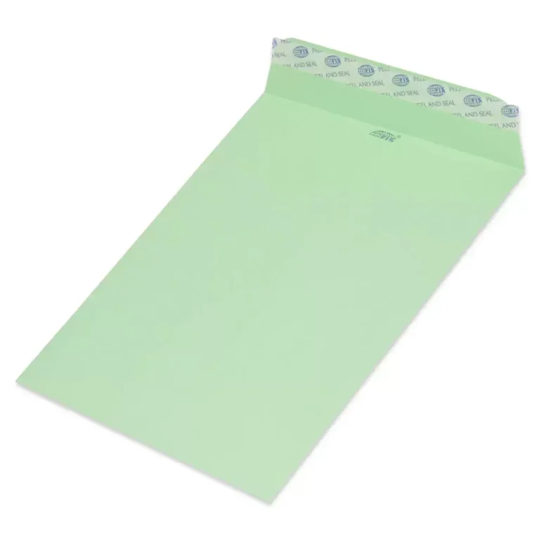 FIS Pack of 50 Pastel Color Envelopes, 80 GSM, Peel and Seal, Size 7.5 X 5 Inch, Color Green