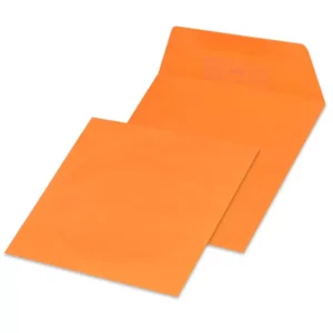 FIS Pack of 25 Color Envelopes, 80 GSM, Glued, Size 125 X 125mm With Window, Color Bright Orange