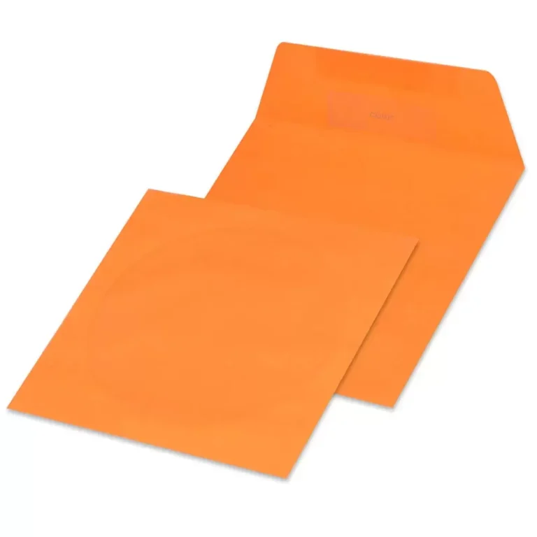 FIS Pack of 25 Color Envelopes, 80 GSM, Glued, Size 125 X 125mm With Window, Color Bright Orange