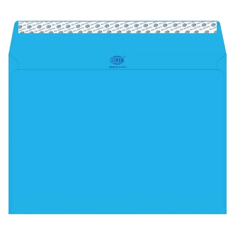 FIS FSEC8042PBBL50 Colour Envelopes Peel & Seal, C4, 80 gsm, 50 pieces, Neon Blue