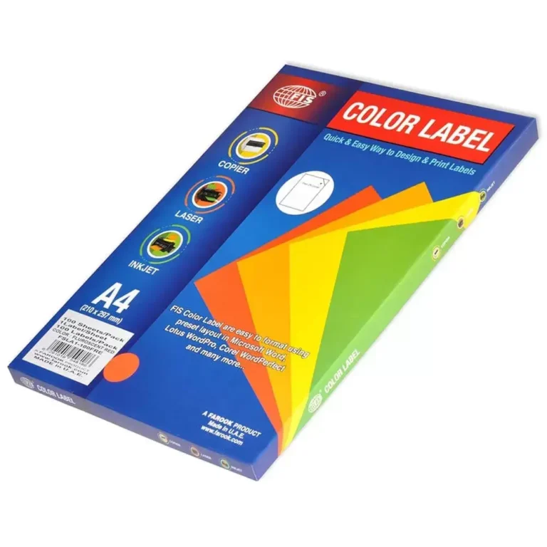 FIS FSLA1-100FRE A4 Fluorescent Red Label Sheets, Pack of 100