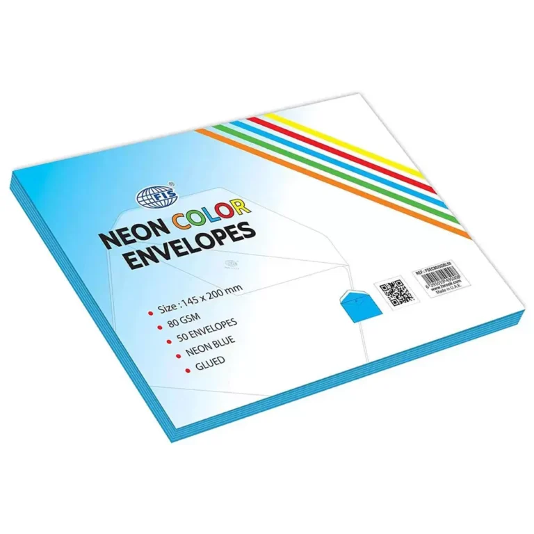FIS FSEC8025GBL50 Colour Envelopes Glued, 145 × 200 mm, 80 gsm, 50 pieces, Neon Blue