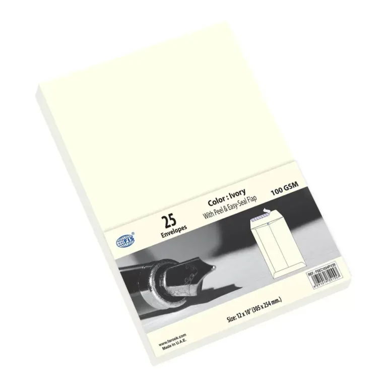 FIS FSEC1034PIV25 Colour Envelopes Peel & Seal, 12 × 10 Inch, 100 gsm, 25 pieces, Ivory