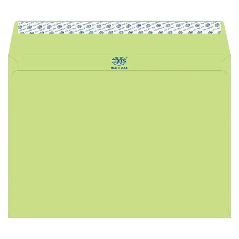 FIS FSEE1042PGR50 Laid Paper Envelopes Peel & Seal, C4, 100 gsm, 50 pieces, Green