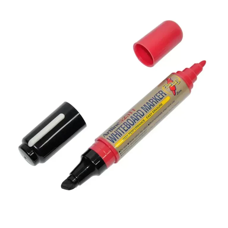 Artline 525T 2in1 Whiteboard Markers 2.0mm-5.0mm, Pack of 12 Pcs, Black/Red Colors, Polyester Fibre Tip – ARMK525TBKRE
