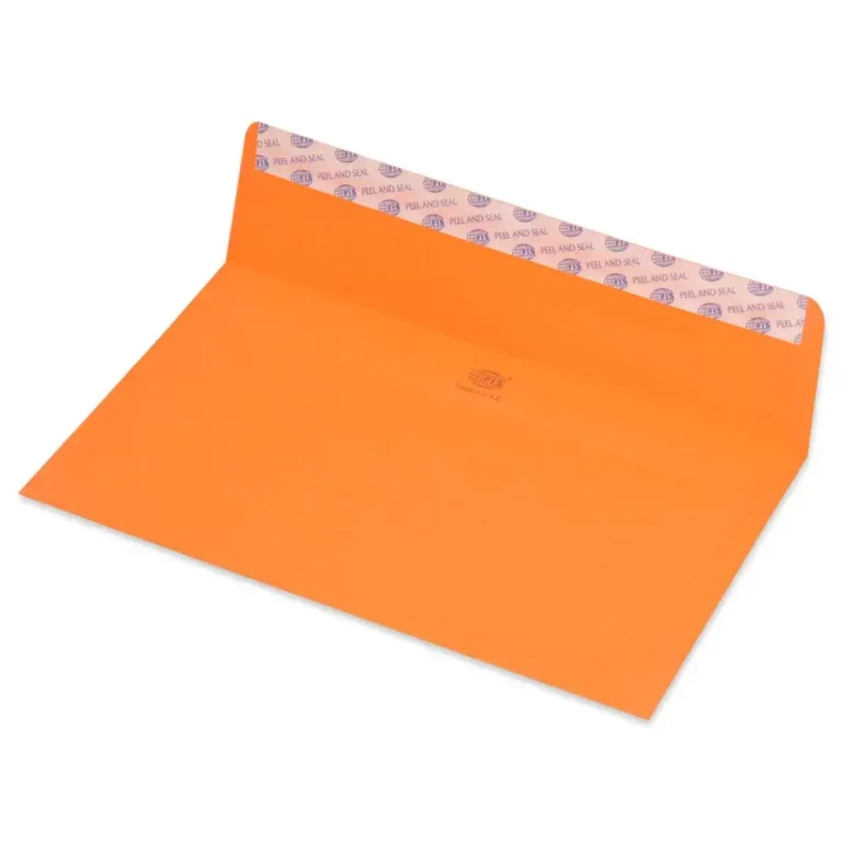 FIS Pack of 50 FIS Neon Color Envelopes, 80 GSM, Peel and Seal, Size 110 X 220mm, Color Orange