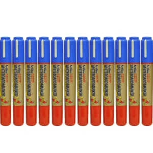 Artline 525T 2in1 Whiteboard Markers 2.0mm-5.0mm, Pack of 12 Pcs, Blue/Red Colors, Polyester Fibre Tip – ARMK525TBLRE