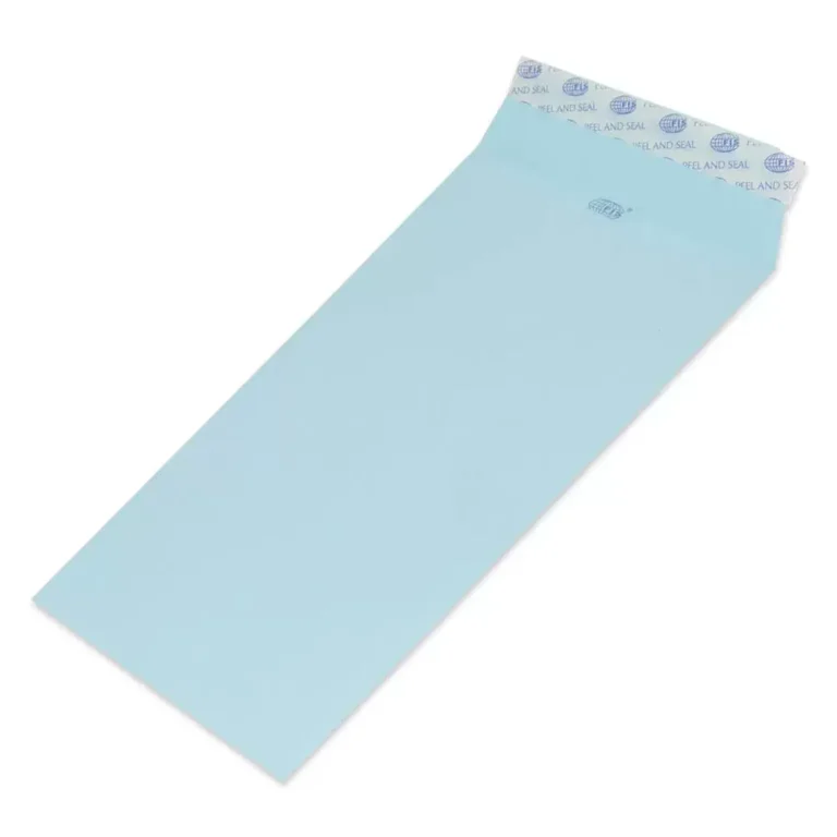 FIS Pack of 50 Pastel Color Envelopes, 80 GSM, Peel and Seal, Size 9 X 4, Color Blue