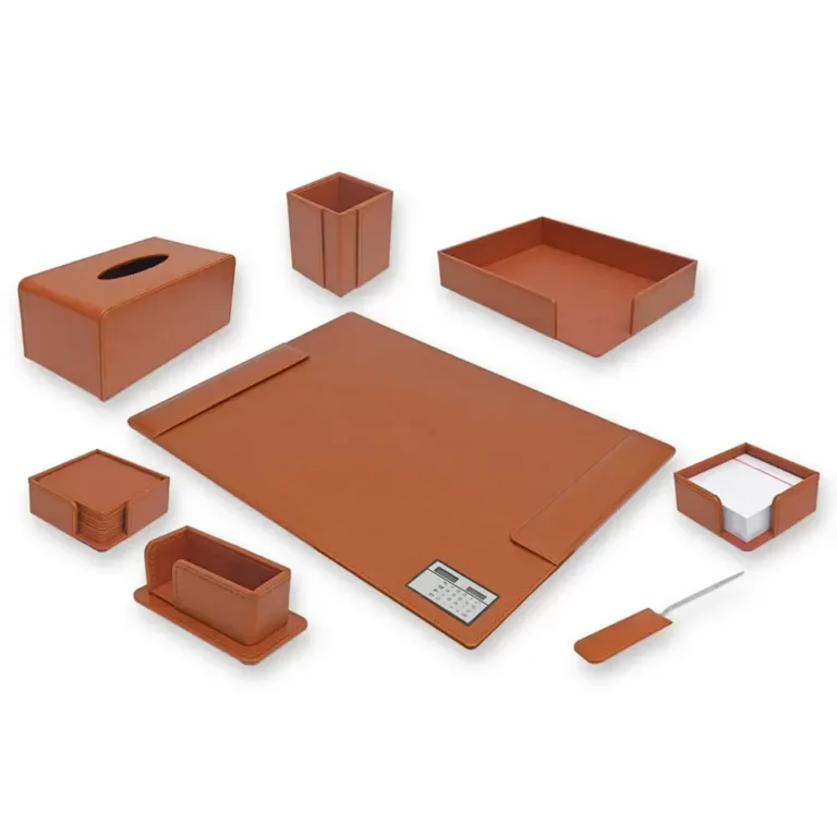FIS FSDSEX201BR Desk Set, 8 Pieces, Brown