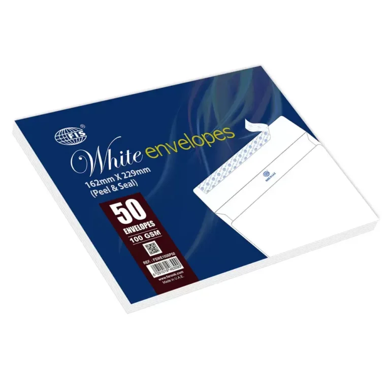 FIS FSWE1026P50 White C5 Envelopes, 162 × 229 mm, 100 gsm, Pack of 50