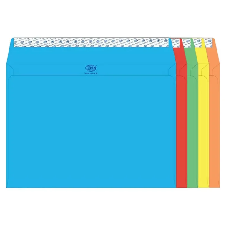 FIS FSEC8042P5B50 Colour Envelopes Peel & Seal, C4, 80 gsm, 50 pieces, Neon 5 Asst