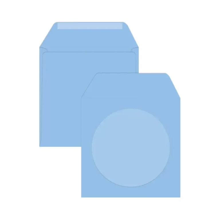 FIS FSEE1021GWBB25 Executive Laid Paper CD/DVD Envelopes Glued with Window, 125 × 125 mm, 100 gsm, 25 pieces, Blue