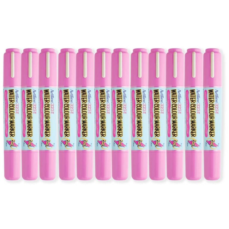 Artline 325T Water Colour Marker 2.0-5.0mm, Pink Color, Pack of 12 pcs. Acrylic Fibre Tip – ARMK325PI
