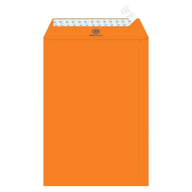 FIS FSEC8033PBOR50 Colour Envelopes Peel & Seal, 10 × 7 Inch, 80 gsm, 50 pieces, Neon Orange