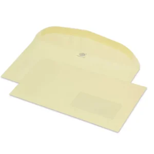 FIS Pack of 50 Pastel Color Envelopes, 80 GSM, Size 114 X 232mm, Glued, Right Side Window, Color Cream