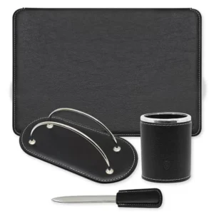 4 Pieces Desk Set (Desk Blotter, Pen Holder, Letter Opener, Envelope Holder) Colour Texas Black – UADS0300TS14