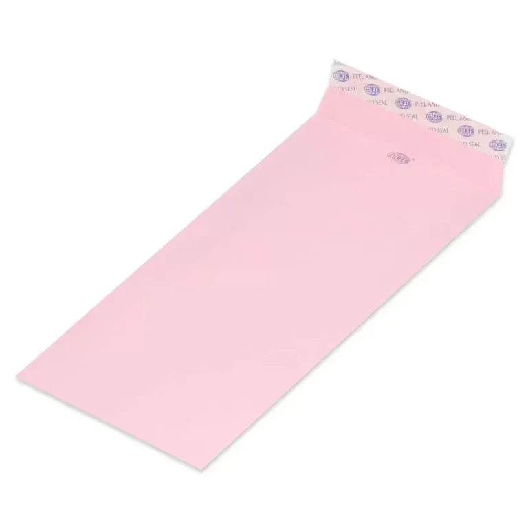 FIS Pack of 50 Pastel Color Envelopes, 80 GSM, Peel and Seal, Size 9 X 4 Inch, Color Pink