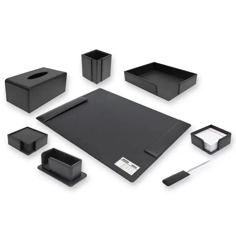 FIS FSDSEX201BK Desk Set, 8 Pieces, Black