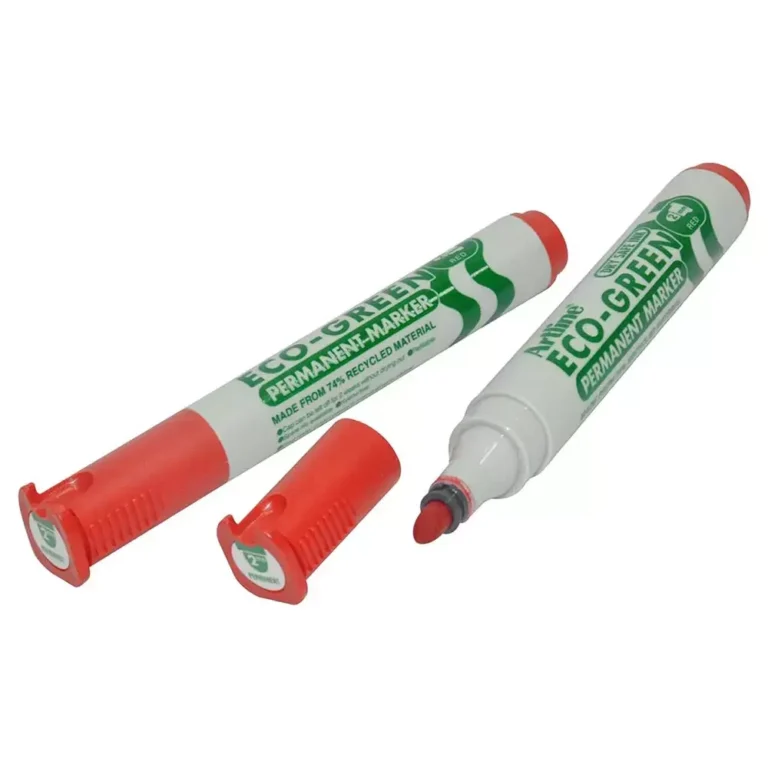 Artline Eco-Green Permanent Marker Red Color with Bullet Nib 2.0mm, Polyester Fibre Tip, Pack of 12 pcs – ARMKEK-177RE