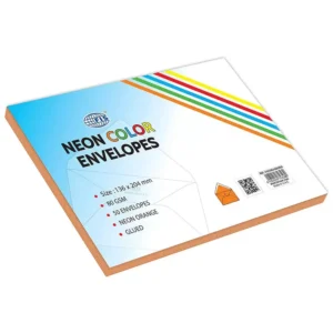 FIS Color Envelopes, Glued, Neon Orange Colors, Pack of 50 Pcs. 136 x 204 mm, 80 GSM – FSEC8024GBOR50