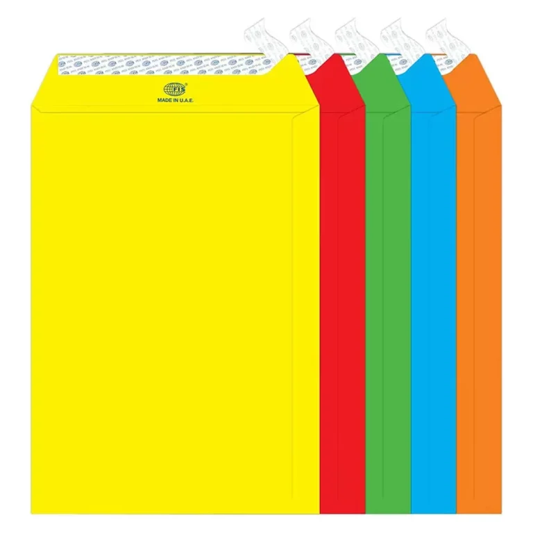 FIS FSEC8033P5B50 Colour Envelopes Peel & Seal, 10 × 7 Inch, 80 gsm, 50 pieces, Neon Assorted