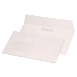 FIS Pack of 50 Executive Laid Paper Envelopes, 100 GSM, Peel & Seal, Size 115 X 225mm, Left Window Security Cut, Color Pink