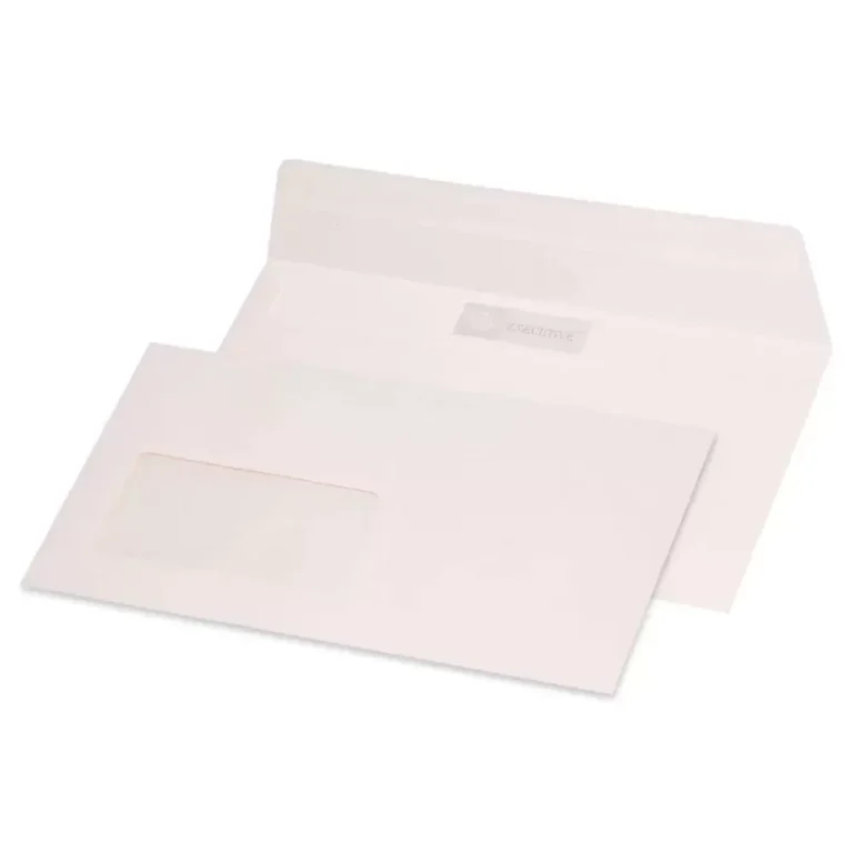 FIS Pack of 50 Executive Laid Paper Envelopes, 100 GSM, Peel and Seal, Size 115 X 225mm, Left Window Security Cut, Color Pink