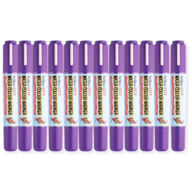 Artline 325T Water Colour Marker 2.0-5.0mm, Purple Color, Pack of 12 pcs. Acrylic Fibre Tip – ARMK325PU