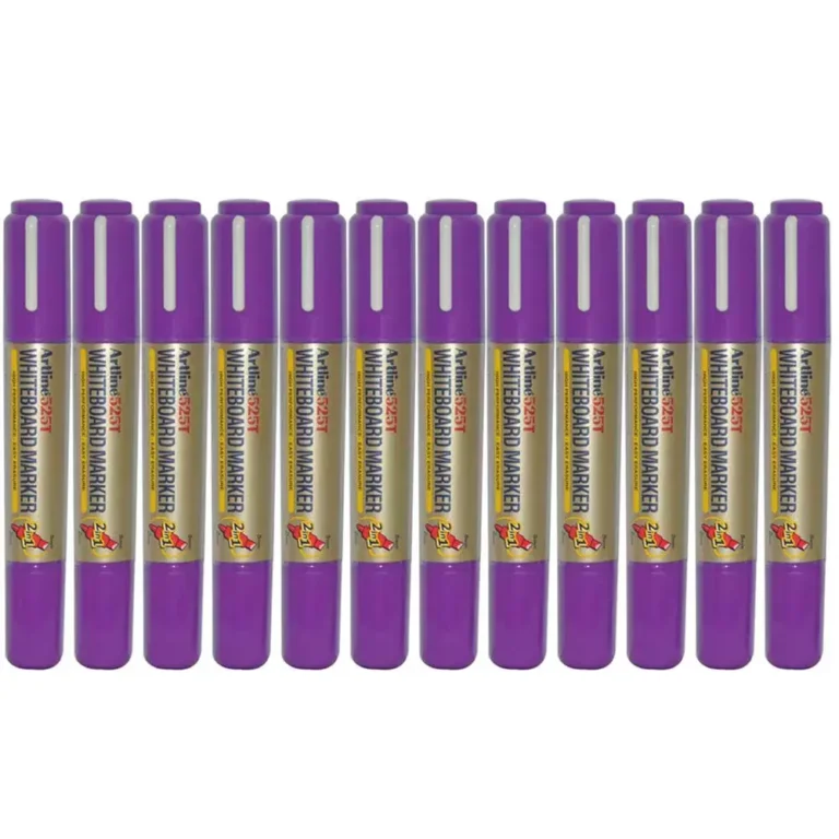 Artline 525T 2in1 Whiteboard Markers 2.0mm-5.0mm, Pack of 12 Pcs, Purple Color, Polyester Fibre Tip – ARMK525TPU