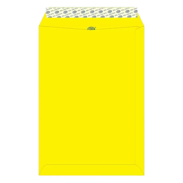 FIS FSEC8027PBLE50 Colour Envelopes Peel & Seal, C4, 80 gsm, 50 pieces, Neon Lemon