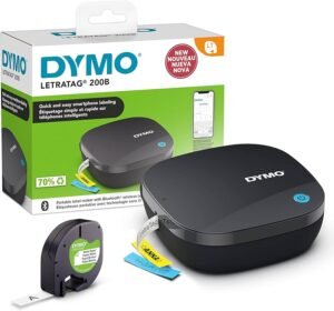 DYMO LetraTag 200B Label Maker with Bluetooth, Compact Label Printer, Connects to iOS and Android via Wireless Bluetooth Technology, Includes 1 x White Paper Label Tape