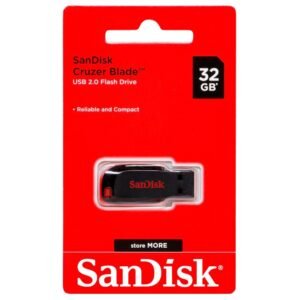 SanDisk Cruzer Blade 32GB USB 2.0 Flash Drive | Compact Plug and Stay Design | Password Protection | PC & Mac Compatible | SDCZ50-032G-B35