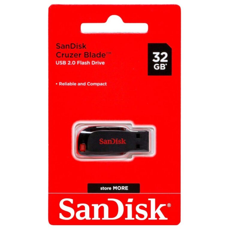 SanDisk Cruzer Blade 32GB USB 2.0 Flash Drive | Compact Plug and Stay Design | Password Protection | PC and Mac Compatible | SDCZ50-032G-B35