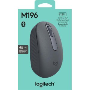 Logitech M196 Bluetooth Wireless Mouse, Compact and Portable Mouse for Laptops, Tablets and More, 12-Month Battery, Smooth Tracking, Compatible with PC and Mac, Windows and macOS – Graphite
