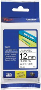 Brother TZe-231 12mm Standard Laminated Label, Black on White Tape, 8M Length