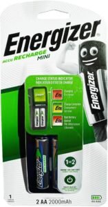 Energizer Mini Battery Charger with 2 AA Rechargeable Batteries
