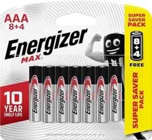 Energizer Max 1.5V Alkaline batteries – AAA Pack Of 8+4