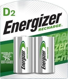 Energizer Rechargeable D Batteries, NiMH, 2500 MAH, 2 Count NH50BP2