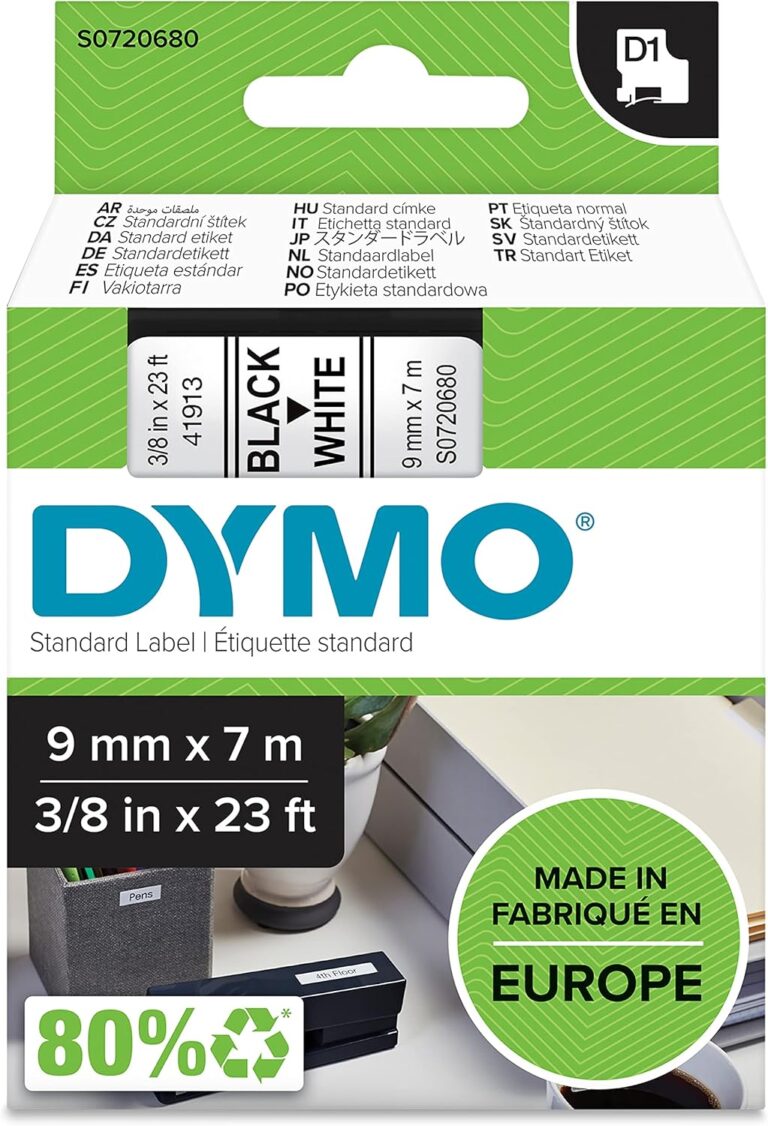 Dymo 9mm x 7 meter Black on white Label Tape Cartridge for Dymo Label Printers 41913