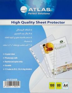 Atlas A4 Glass Clear Pocket Protector – Box-80 Micron 100 Pieces