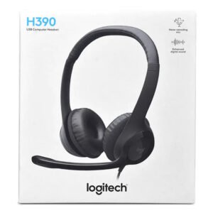Logitech H390 Wired Headset, Stereo Headphones with Noise Cancelling Microphone, USB, In Line Controls, PC/Mac/Laptop BLACK 981-000014, ClearChat, 1 Pack