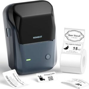 NIIMBOT B1 Pro 300dpi Bluetooth Label Printer, Blue, with White Starter Labels