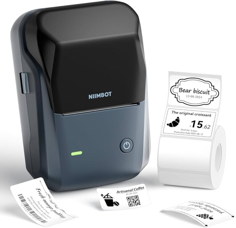 NIIMBOT B1 Pro 300dpi Bluetooth Label Printer, Blue, with White Starter Labels