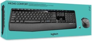 Logitech MK345 Wireless Combo Full-Sized Keyboard with Palm Rest and Comfortable Right-Handed Mouse – Black
