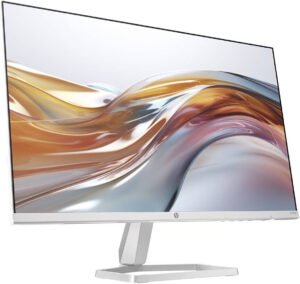 HP Series 5 524SW Monitor, 24″ FHD IPS Display, 100Hz Refresh Rate, 5ms (GtG with Overdrive) Response Time, Tilt Adjustable, 3-Sided Micro-Edge Bezel, 16.7m Colors, White/Silver | 94C21AA#ABB